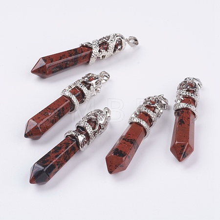 Natural Obsidian Big Pointed Pendants G-G738-A-01-1