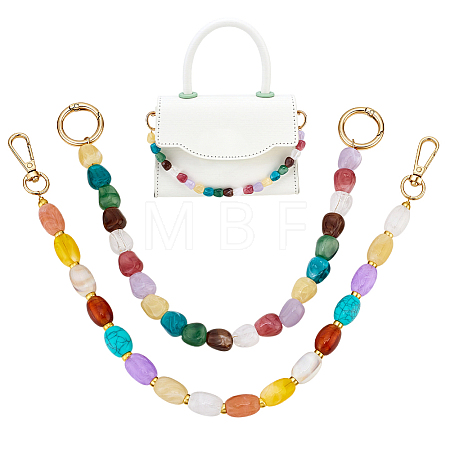 2Pcs 2 Styles Acrylic Oval & Barrel Bead Purse Chains HJEW-PH02438-1