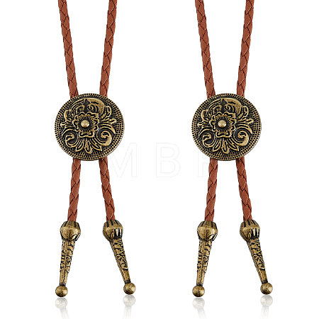 2Pcs Zinc Alloy Flower Bolo Tie Necklaces NJEW-DC0001-27-1