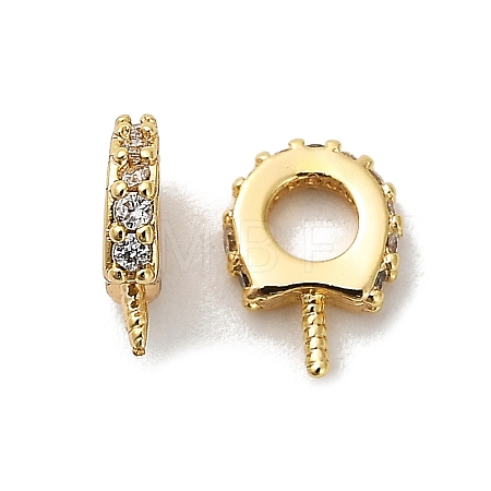 Horse Shoes Rack Plating Brass Micro Pave Cubic Zirconia Pendant Bails KK-S397-07A-1