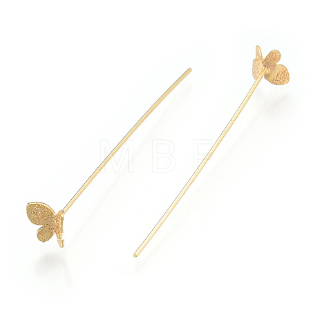 Brass Butterfly Head Pins KK-N259-44-1