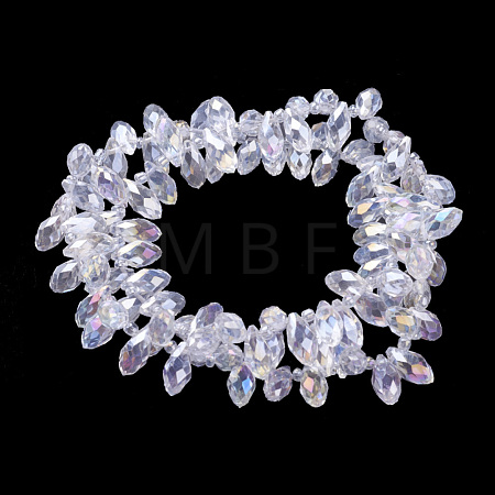 Electroplate Glass Faceted Teardrop Beads Strands X-EGLA-D014-01-1