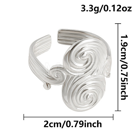 Wave Texture 304 Stainless Steel Open Cuff Rings LS-XG7787-1-1