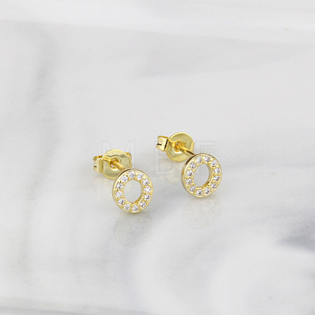 Brass Clear Cubic Zirconia Stud Earrings WGC2A80-15-1