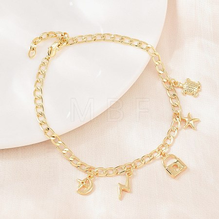 Brass Charm Bracelets BJEW-F545-01C-G-1