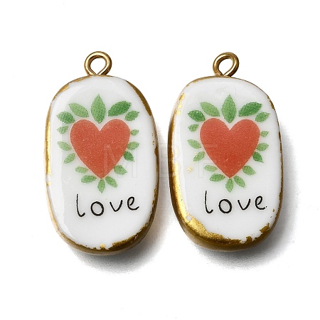 Fruit & Floral & Animals Printed Handmade Porcelain Pendants STAS-Z207-01G-06-1