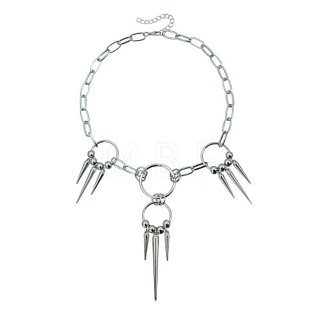 Punk Alloy Spike Cone Pendant Necklaces for Women WG6CA62-01-1