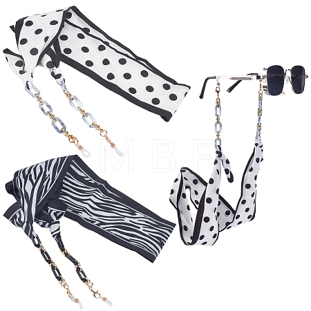 2Pcs 2 Colors Polyester & Acrylic Eyeglasses Chains AJEW-SP0006-02B-1