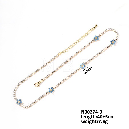 European and American Fashion Style Brass Rhinestone Flower Necklaces IO5961-3-1