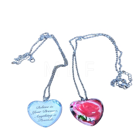 Heart Glass Pendant Necklaces PW23052499003-1