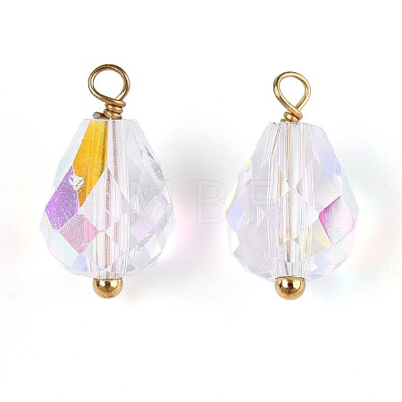 Electroplate Glass Teardrop Charms STAS-N110-13G-1