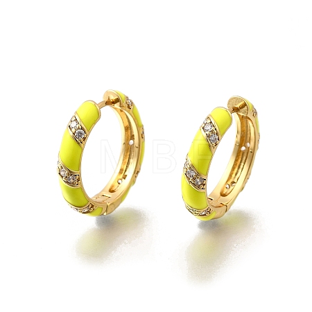 Brass Micro Pave Clear Cubic Zirconia Huggie Hoop Earrings EJEW-H121-22G-01-1