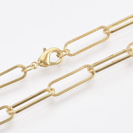 Brass Flat Oval Paperclip Chain Necklace Making MAK-S072-07A-G-1