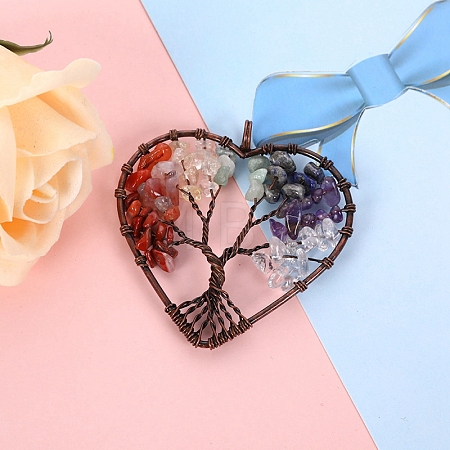 Copper Wire Gemstone Big Pendants PW-WG83355-09-1