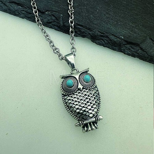 Cute Creative Owl Alloy Pendant Necklace from Europe and America FF8740-4-1