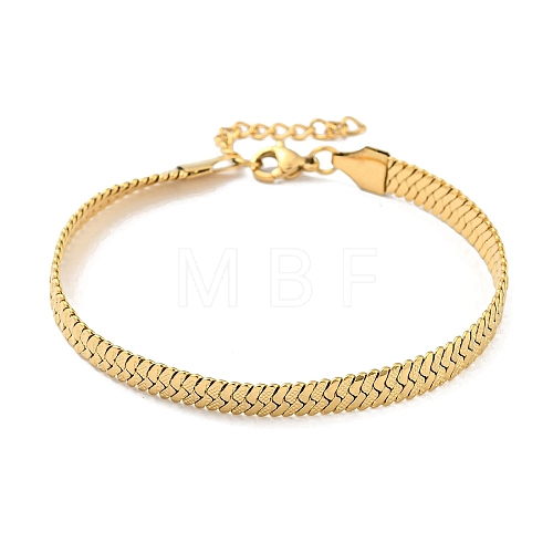 Ion Plating(IP) 304 Stainless Steel Herringbone Chain Bracelet BJEW-D028-02D-01G-1