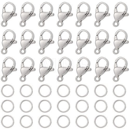 120Pcs 304 Stainless Steel Lobster Claw Clasps with 120Pcs Open Jump Rings STAS-SC0004-89-1