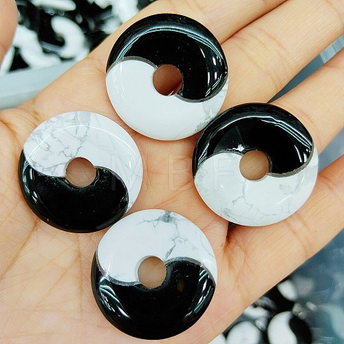 Natural Obsidian & Howlite Yin-yang Pendants FIND-Q109-01-1