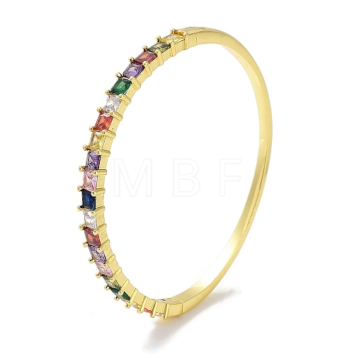 Brass Pave Colorful Glass Hinged Bangles for Women BJEW-Z061-07B-1