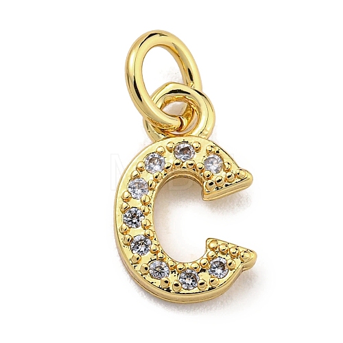 Initial Letter Brass with Cubic Zirconia Charms KK-Q814-26C-G-1