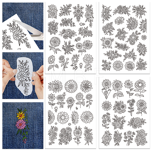 4 Sheets 11.6x8.2 Inch Stick and Stitch Embroidery Patterns DIY-WH0455-030-1