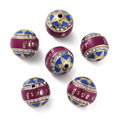 Golden Plated Alloy Rhinestone Beads FIND-E046-06G-1