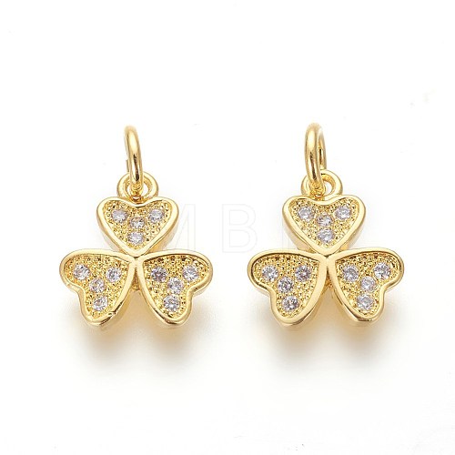 Brass Micro Pave Cubic Zirconia Charms ZIRC-J021-07G-RS-1