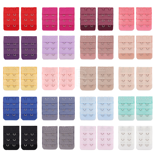 40Pcs 20 Colors Polyester 3 Rows x 2 Hooks Underwear Bra Extenders FIND-BC0004-27-1