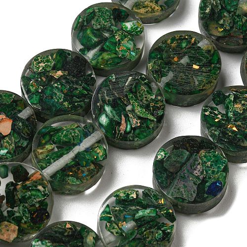 Dyed Natural Imperial Jasper with Resin Beads Strands G-G083-E06-01-1