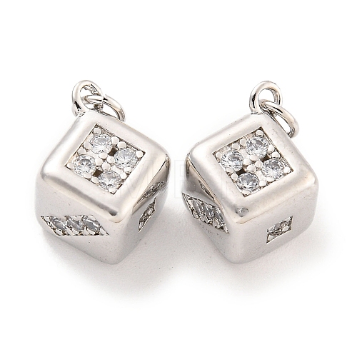 Brass Micro Pave Clear Cubic Zirconia Pendants KK-Q814-25P-1