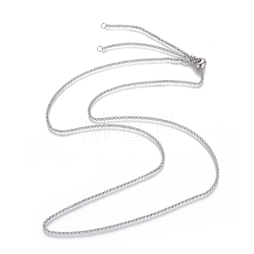 Adjustable 304 Stainless Steel Slider Necklaces MAK-L026-07A-P-1
