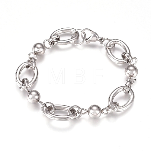 304 Stainless Steel Chain Bracelets BJEW-L661-09P-1