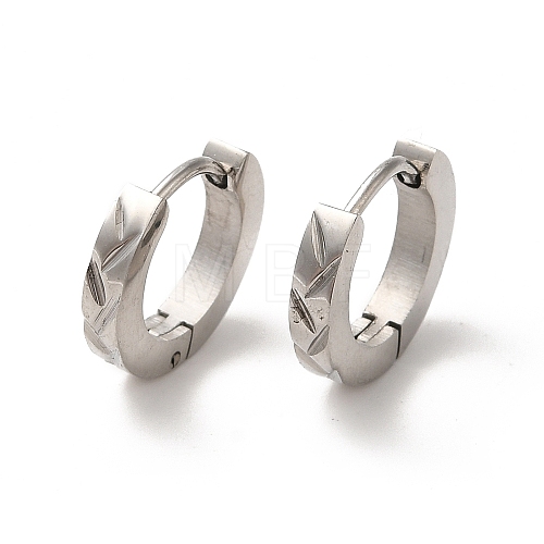 Non-Tarnish 304 Stainless Steel Grooved Hoop Earrings EJEW-P255-03P-1