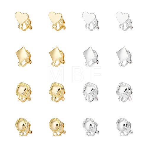 Unicraftale 16Pcs 8 Style Alloy Clip-on Earring Findings FIND-UN0002-95-1