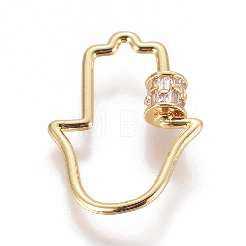 Brass Micro Pave Cubic Zirconia Screw Carabiner Lock Charms ZIRC-F105-11G-1