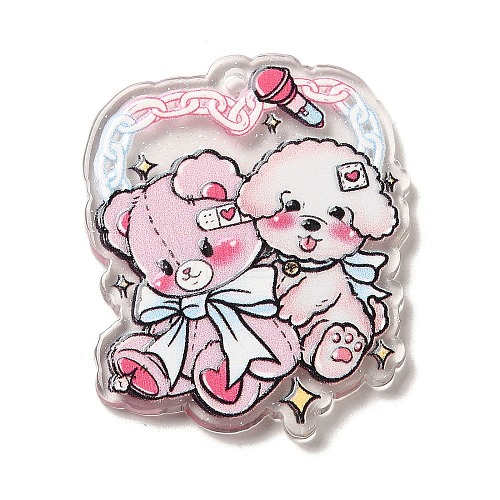 Acrylic Relief Double Side Animal Pendants OACR-R263-01D-1