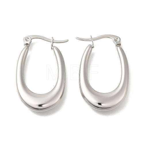 304 Stainless Steel Oval Hoop Earrings for Women EJEW-S227-69P-1