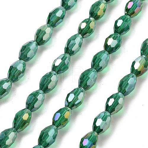 Transparent Electroplate Glass Beads Strands EGLA-A037-T6x8mm-B15-1