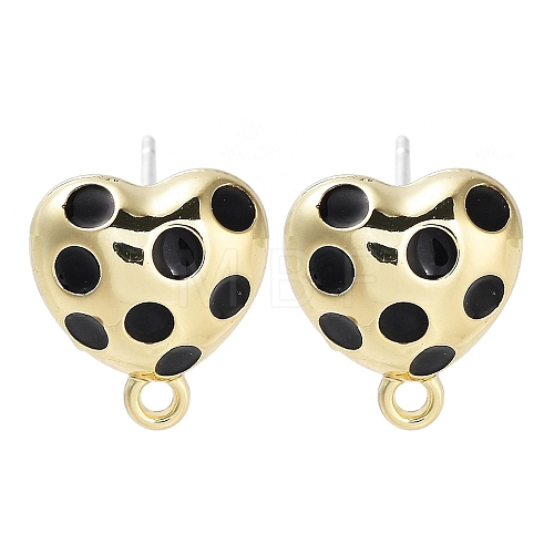 Golden Alloy Enamel Stud Earring Finding Accessories FIND-U006-08G-01-1