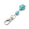 Tortoise & Round Synthetic Turquoise Pendant Decoration HJEW-JM02295-02-4