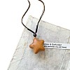 Wood Pendant Adjustable Cotton Cord Long Necklaces for Women WG65FA5-03-5