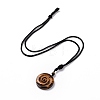 Adjustable Natural Tiger Eye Vortex Pendant Necklace with Nylon Cord for Women NJEW-L171-05C-2