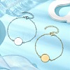 2Pcs 2 Colors 304 Stainless Steel Round Cabochon Setting Bracelets BJEW-JB11089-2