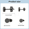 2 Pairs 2 Size 304 Stainless Steel Flat Round Stud Earrings for Men Women EJEW-AN0003-41-7