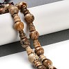 Natural Picture Jasper 3-Hole Guru Beads Strands G-H064-E06-01-2