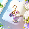 Alloy Resin Heart Keychains KEYC-TADJ0002-01G-L-4