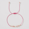 Natural Rose Quartz & Brass Beads Braided Bead Bracelets for Women HH4245-9-1