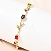 Leaf Brass Micro Pave Cubic Zirconia Link Chain Bracelets for Women BJEW-D455-01G-07-1