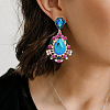 FIBLOOM 2 Pairs 2 Colors Rhinestone Teardrop Dangle Stud Earrings EJEW-FI0001-99-4