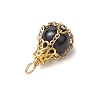 Natural Black Stone Pendants PALLOY-JF03396-03-4